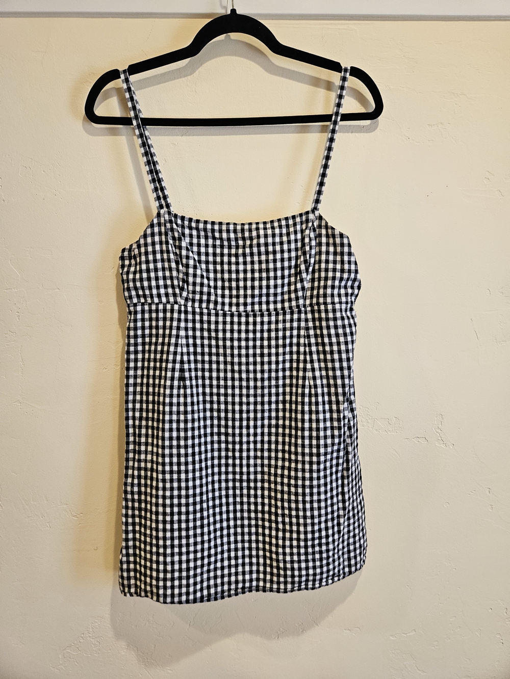 Black and White Gingham Linen Mini Dress